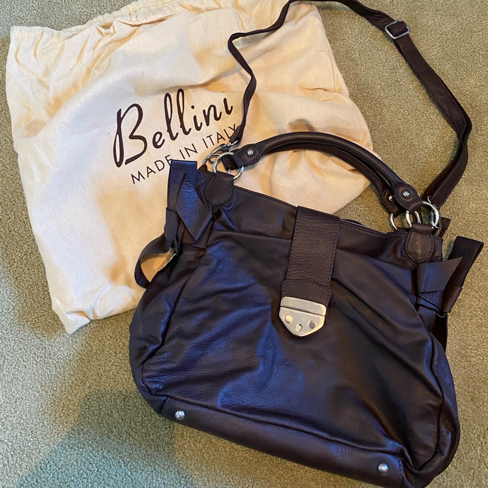 NWT Bellini genuine leather handbag. Chocolate color